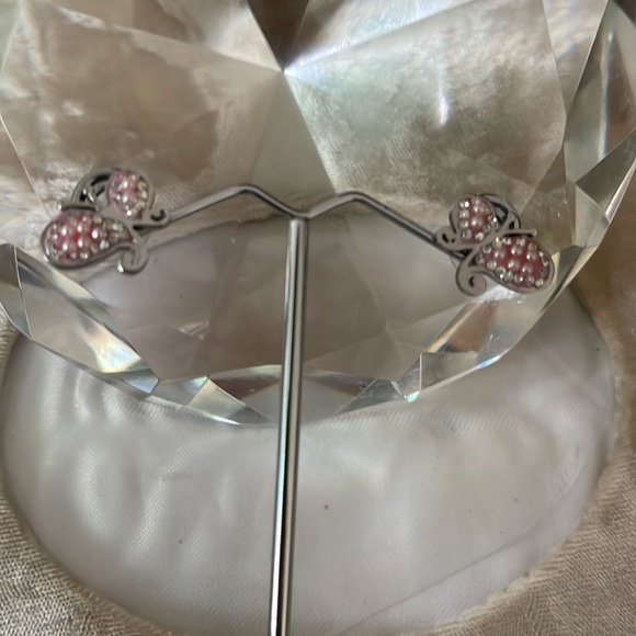 Sterling Silver Butterfly Crystal Pearl Earrings - Picture 2 of 7